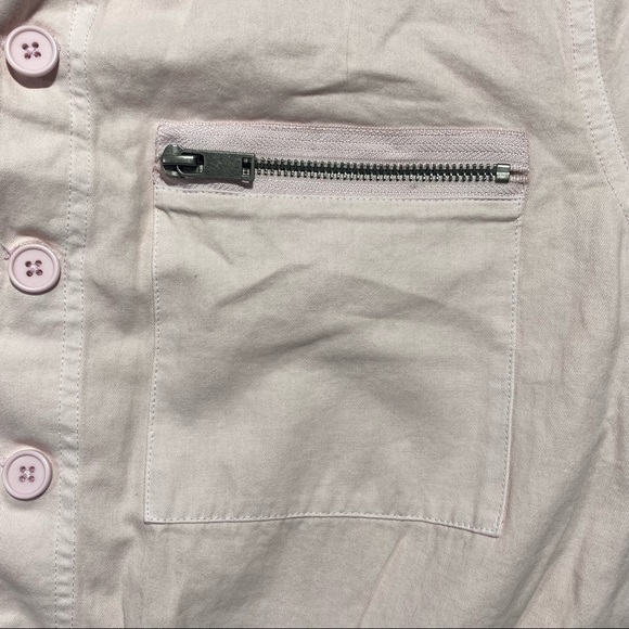 Blank NYC Light Pink Mastermind Utility Roll Hem Button Down Romper NWT Size L - Picture 11 of 16